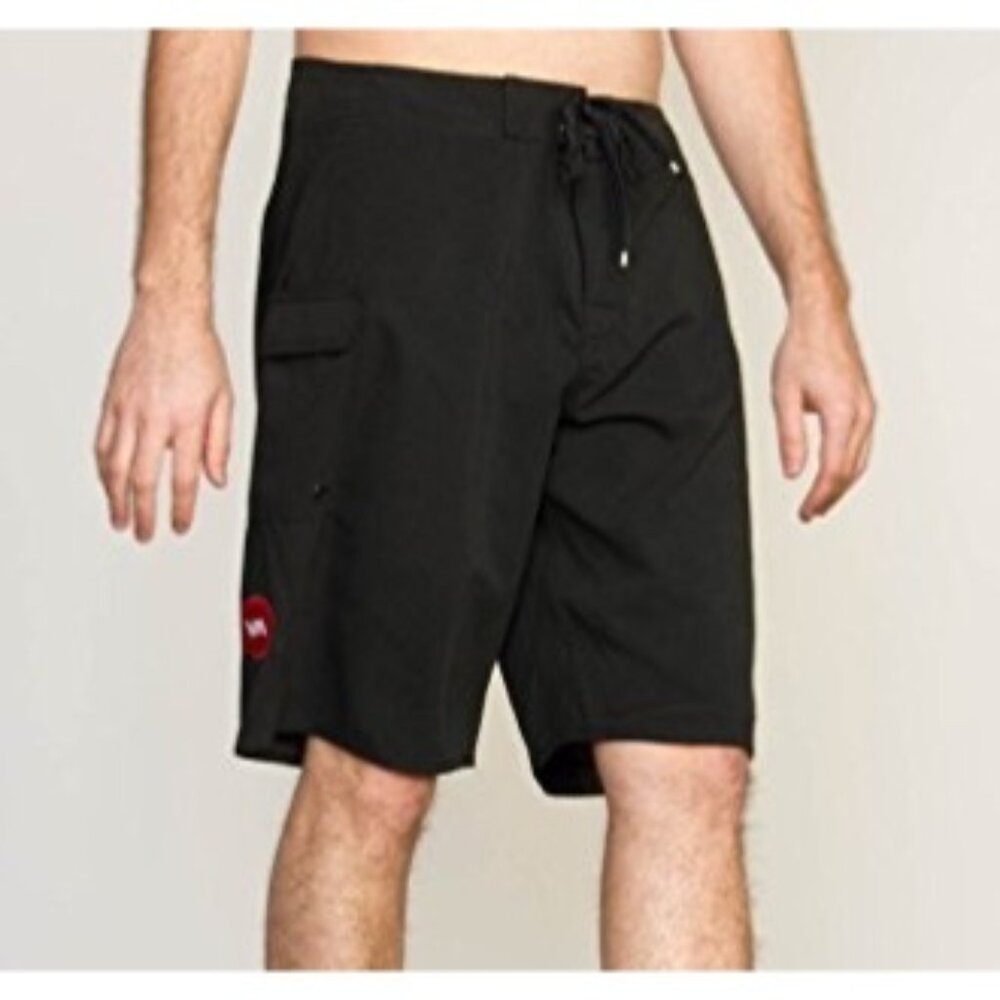 RVCA Western II Board Shorts Men 30” Black Red White Logo Embroidered Swimwear